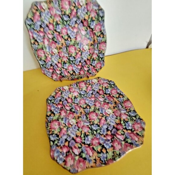 Vintage Royal Winton Grimwades Square 8" Salad Plate 1951 (2piece set) - Picture 2 of 8